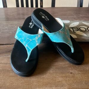 Crazy Train Turquoise flip flops- size 11